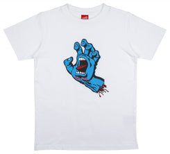 Santa Cruz Youth T-Shirt Youth Screaming Hand T-Shirt - White - Skatewarehouse.co.uk