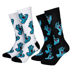 Santa Cruz Socks Hand Sock (2 Pack) - White & Black UK 8-11