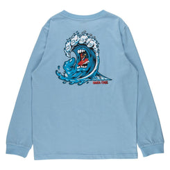 Santa Cruz Youth L/S T-Shirt Youth Screaming Wave - Sky Blue - Skatewarehouse.co.uk
