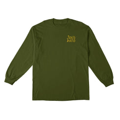 Anti Hero L/S T-Shirt Terminal Velocity - Military Green / Black / Yellow - Skatewarehouse.co.uk