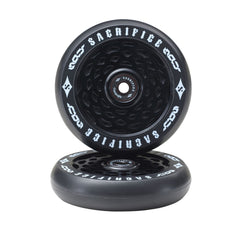 Sacrifice Spy 110mm Scooter Wheels Black/Black (Pair) + ABEC 9 Bearings - Skatewarehouse.co.uk