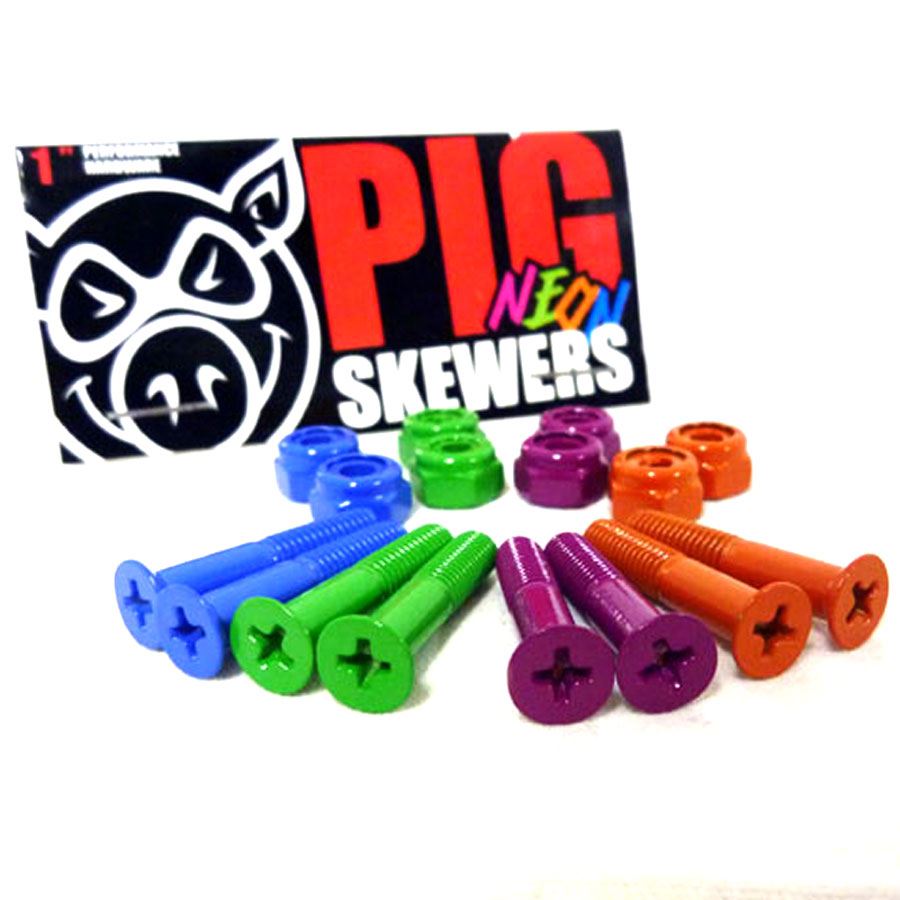 Pig Neon Skewers 1" Skateboard Bolts - Skatewarehouse.co.uk