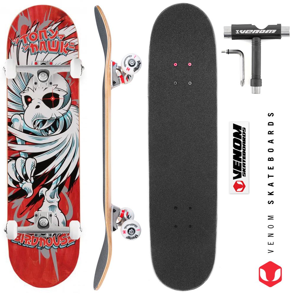 Skateboard Complet Birdhouse Pro Hawk Spiral - Rouge - Largeur 8 - Neuf