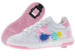 Breezy Rollers Shoes With Wheels - Splatter - White / Pink - Skatewarehouse.co.uk