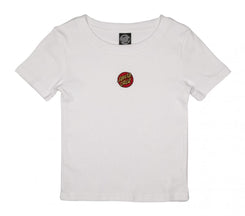 Santa Cruz Womens T-Shirt Classic Dot Emb T-shirt - White - Skatewarehouse.co.uk