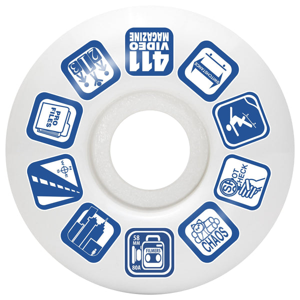 411 Filmer 80A White Skateboard Wheels - 58mm