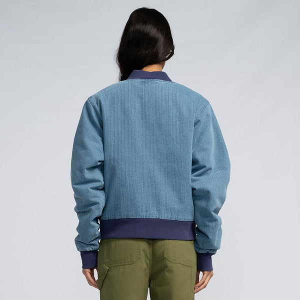 Santa Cruz Womens Jacket Vert Bomber Jacket - Blue Stripe - Skatewarehouse.co.uk