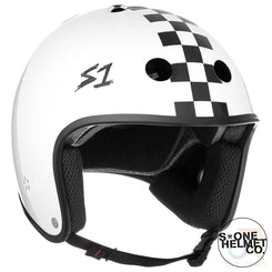 S1 RETRO Lifer Helmets - White Gloss Black Checker