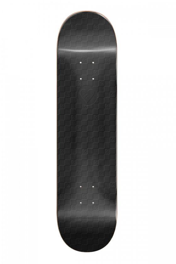 The Heart Supply Cosmic Checkboard Pearlescent Black With Embossed Art s x Venom Custom Complete Skateboard - 8.25
