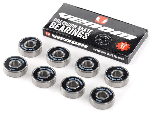 Venom Skateboards Logo White Skateboard Wheels & Venom ABEC 11 Bearings Pack - Skatewarehouse.co.uk