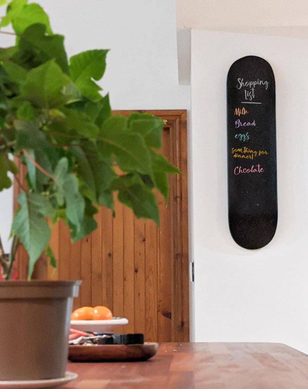 Venom Skateboards Kids Matt Black Chalkboard / Message Board / Bedroom Door Sign Skateboard Deck With Chalk Pack - Skatewarehouse.co.uk