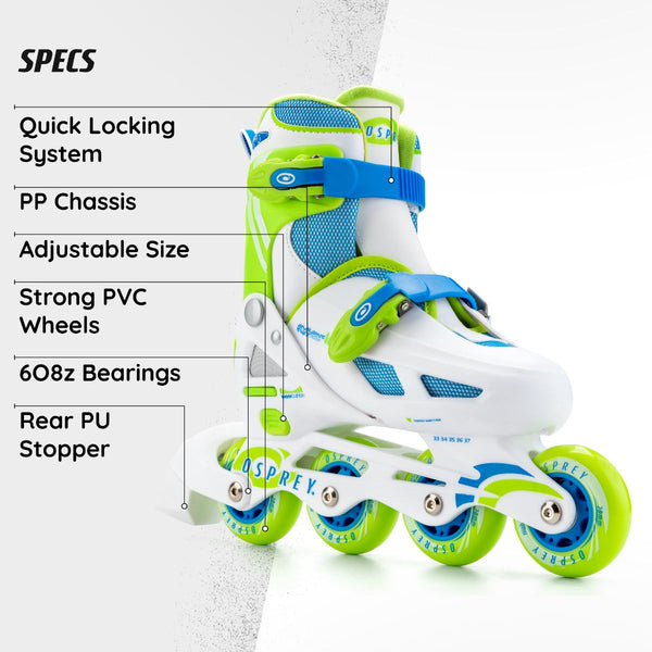 Osprey Adjustable Inline Skate - Velocity - Blue - Skatewarehouse.co.uk