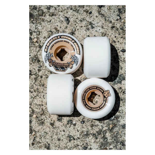 OJ Double Duro Skateboard Wheels Hardline 101a/95a - White - Skatewarehouse.co.uk