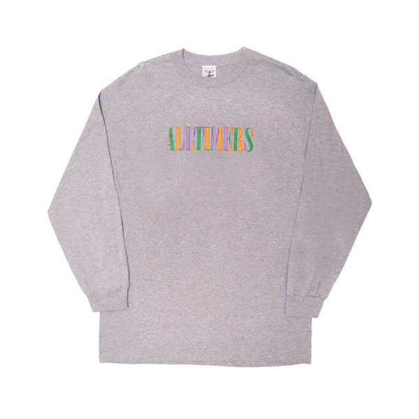 Alltimers Midtown Long Sleeve Embroidered Tee Heather Grey - Skatewarehouse.co.uk