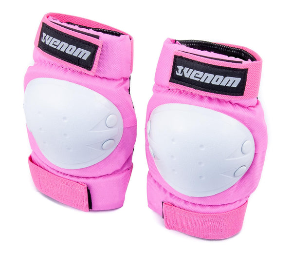 Venom Triple Knee/Elbow/Wrist Pad Set - Pink White - Skatewarehouse.co.uk