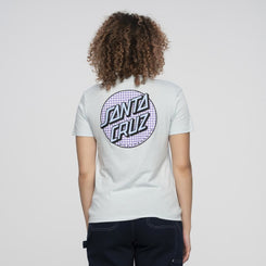 Santa Cruz Womens T-Shirt Gingham Dot T-Shirt - Baby Blue - Skatewarehouse.co.uk