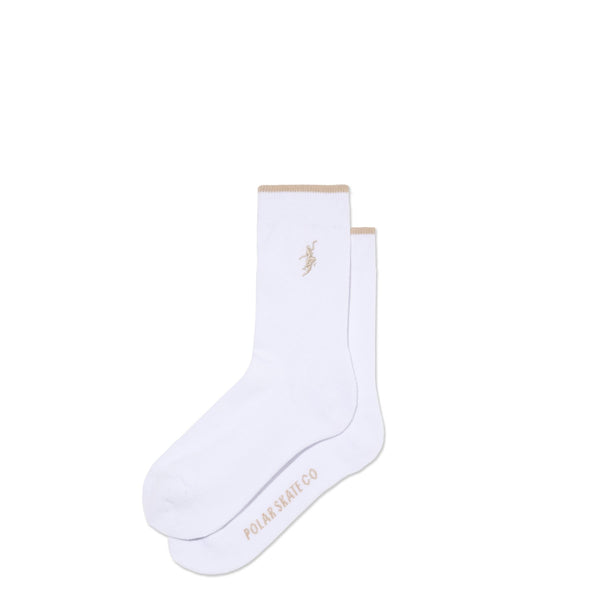 Polar Skate Co Business Socks | No complies Forever (White / Sand) - UK 5.5-8