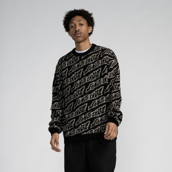 Santa Cruz Knit Crew Creep Repeat - Black Creep Repeat - Skatewarehouse.co.uk
