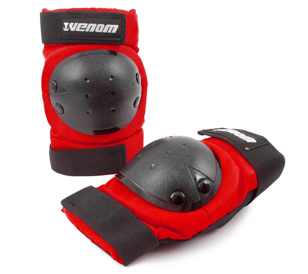 Venom Triple Knee/Elbow/Wrist Pad Set - Red Black - Skatewarehouse.co.uk