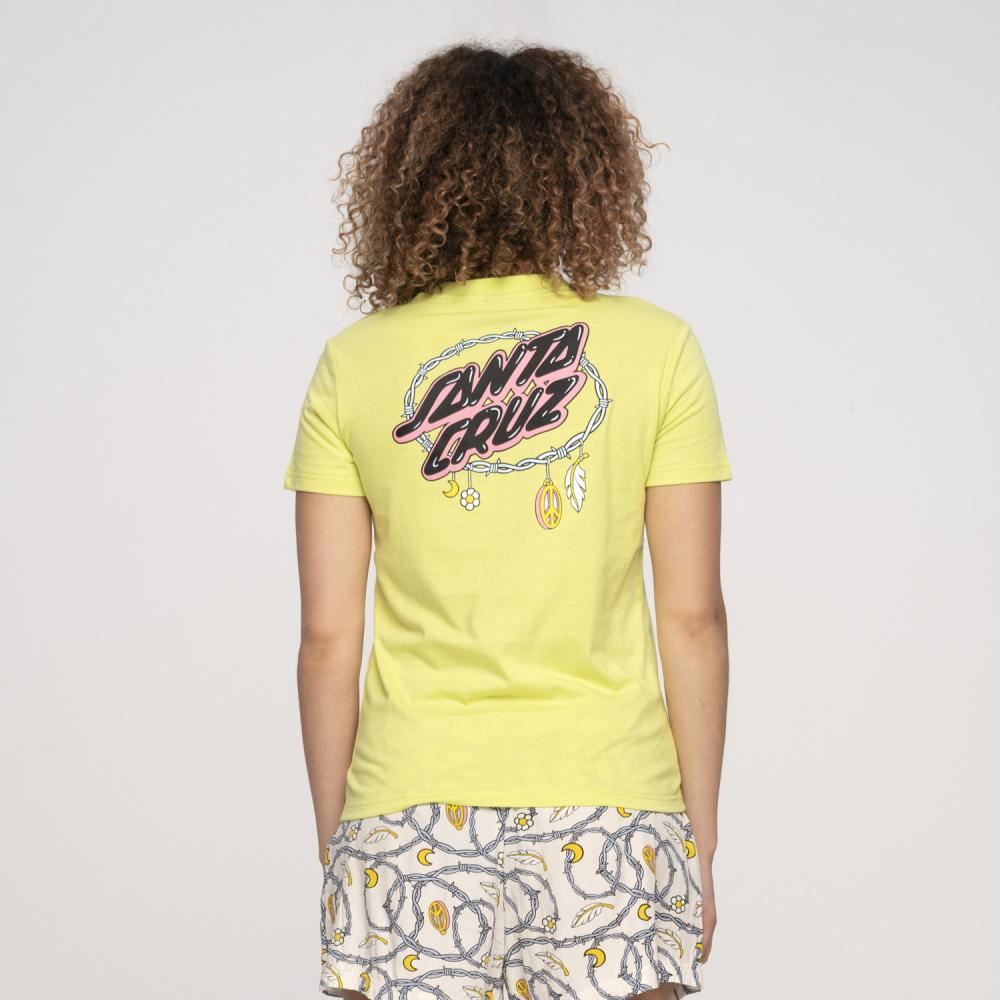 Santa Cruz Womens T-Shirt Barbed Oval Dot T-Shirt - Celery - Skatewarehouse.co.uk
