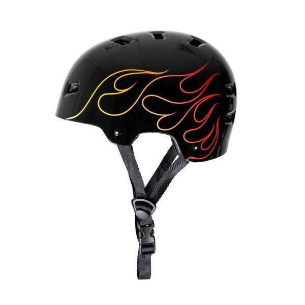Bullet Graphic Helmet T35 Flame Youth - Gloss Black - Skatewarehouse.co.uk