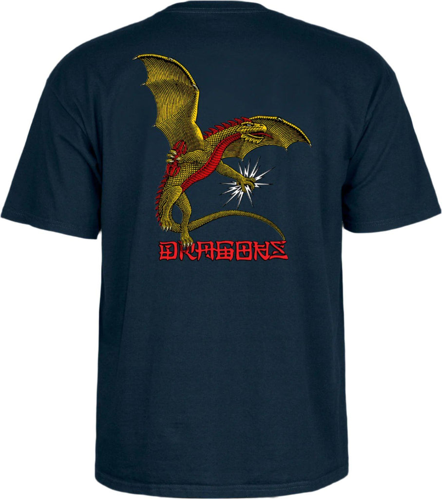 Powell-Peralta Dragons Logo Tee Navy - Skatewarehouse.co.uk