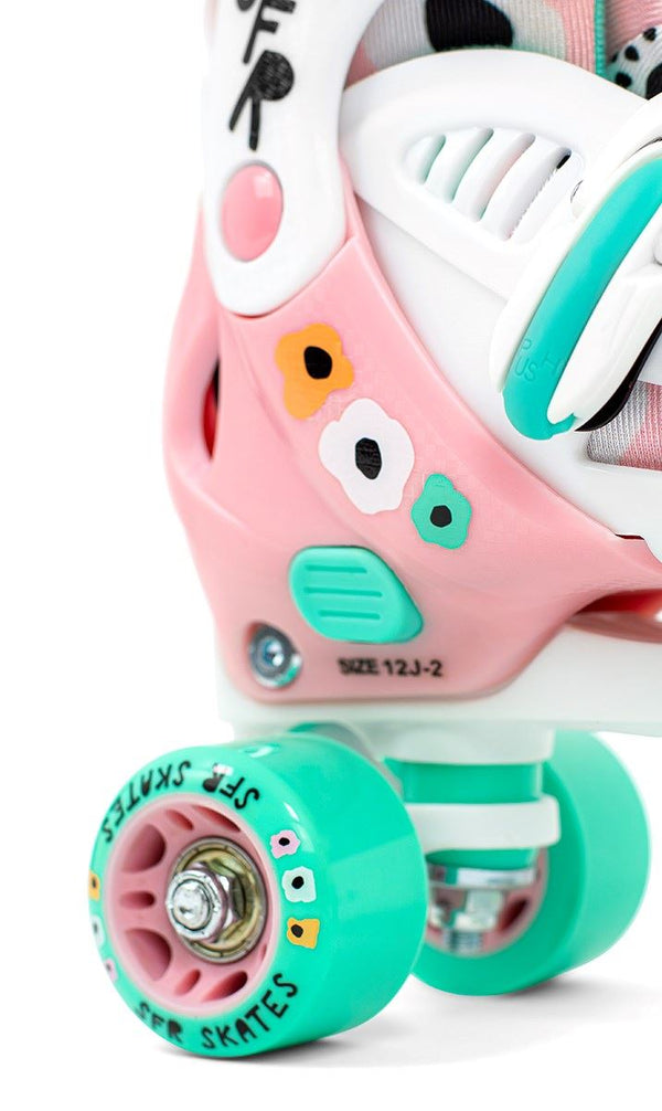 SFR Storm V Adjustable Children's Quad Roller Skates - Flower - Skatewarehouse.co.uk