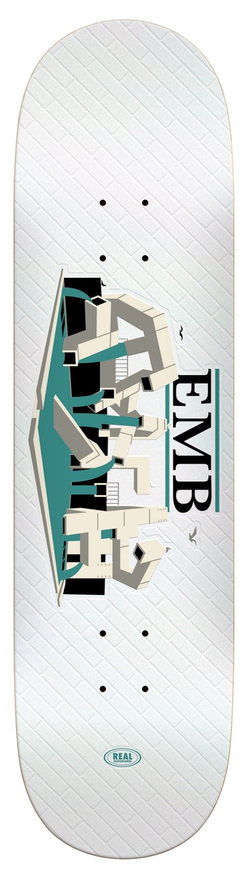 Real Team - EMB - (White) Skateboard Deck - 8.25