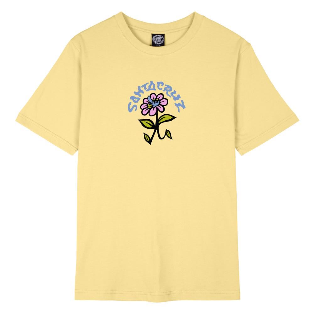 Santa Cruz Womens T-Shirt Delfino Flower Front T-Shirt - Butter - Skatewarehouse.co.uk
