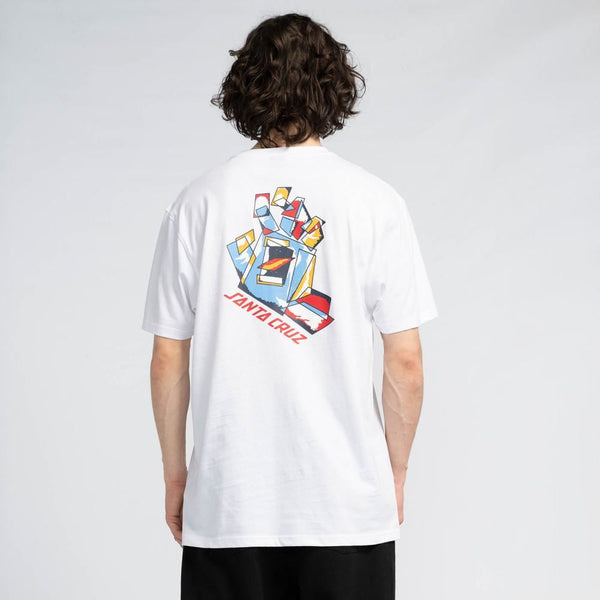 Santa Cruz T-Shirt Screaming Scratched Hand Strip - White - Skatewarehouse.co.uk