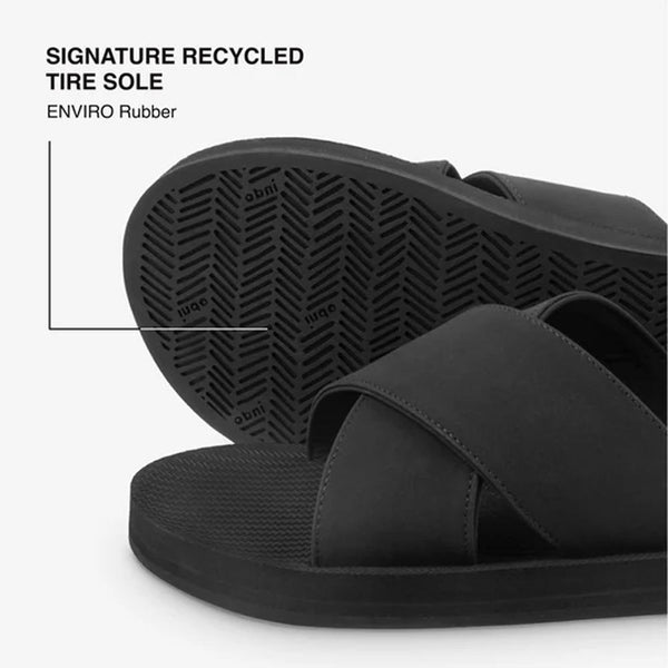 Indosole - Mens Sandals - ESSNTLS Cross - Black Shoes