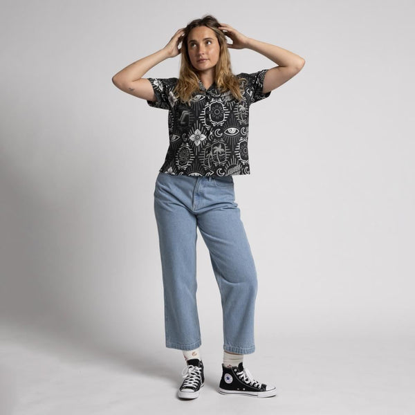 Santa Cruz Womens Pant Classic Baggy Jeans - Bleach Blue - Skatewarehouse.co.uk