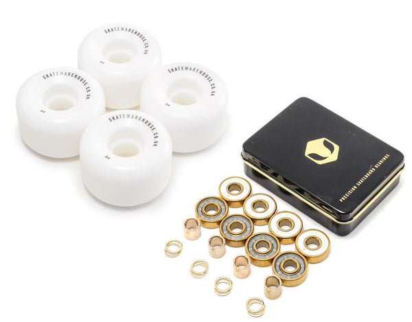 Skatewarehouse Conical Skateboard Wheels & Venom Gold Bearings Pack - Skatewarehouse.co.uk
