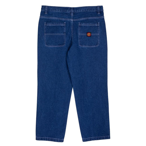 Santa Cruz Pant Classic Label Panel Jean - Classic Blue / White - Skatewarehouse.co.uk