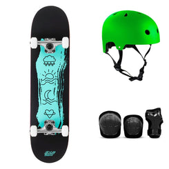 Enuff Icon Green Complete Skateboard Bundle - SFR Helmet & Pads - 7.75"