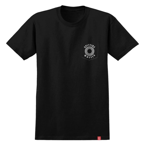 Spitfire Pocket T-Shirt Hollow Classic - Black / White - Skatewarehouse.co.uk