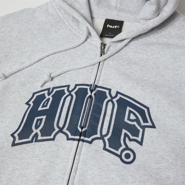 HUF Classic Arch FZ Hoodie (Heather Grey / Navy)