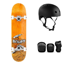 Enuff Big Wave Brown / Silver Complete Skateboard Bundle - SFR Helmet & Pads - 8.0"