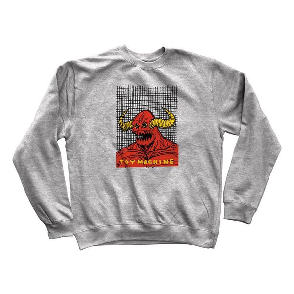 Toy Machine Hell Monster Crew Heather Grey - Skatewarehouse.co.uk
