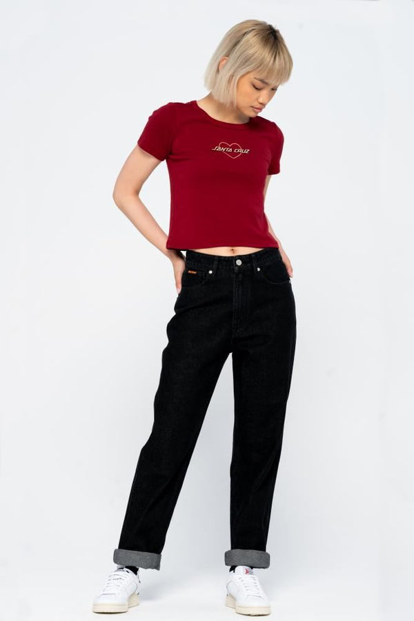 Santa Cruz Womens T-Shirt Heart Strip T-Shirt - Ruby Red - Skatewarehouse.co.uk