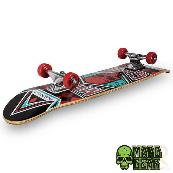Madd Gear Pro Skateboard - Jest Red / Turquiose Complete Skateboard