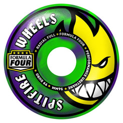 Spitfire F4 99Du Team Colors Radial Full (Neon Green / Purple) Skateboard Wheels - 56mm
