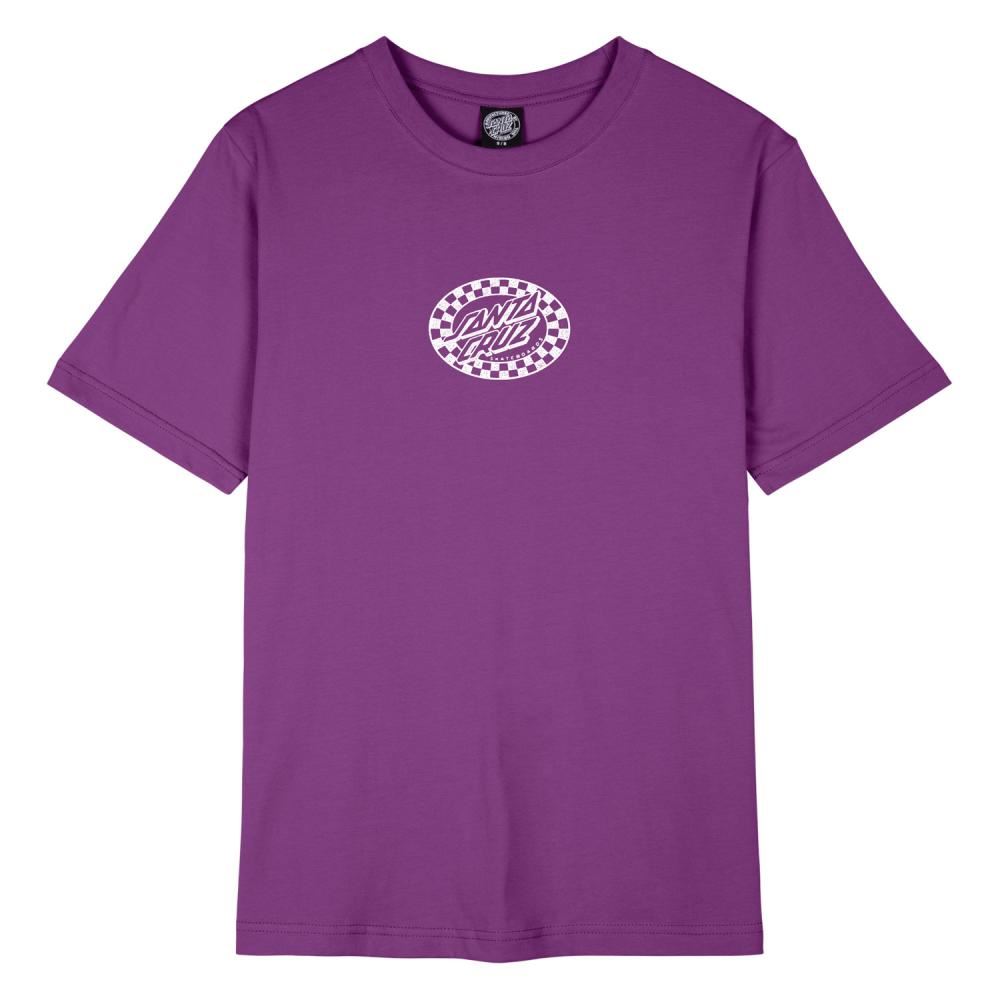 Santa Cruz Womens T-Shirt Check Oval Mono Front T-Shirt - Grape - Skatewarehouse.co.uk