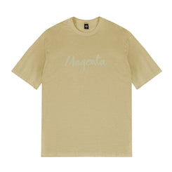 Magenta Script Tee Beige