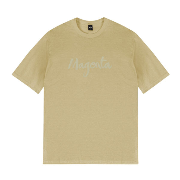 Magenta Script Tee Beige