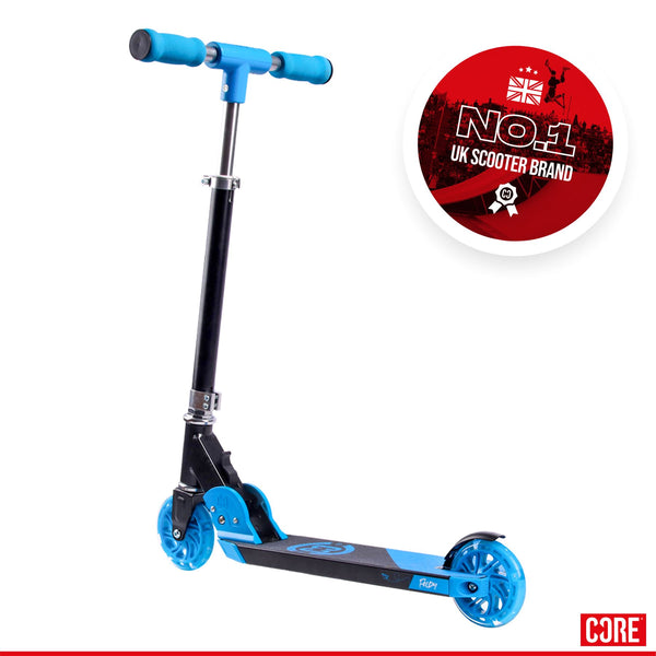 CORE Kids Foldy Junior Kick Scooter - Black / Blue (LED Wheel) - One Size