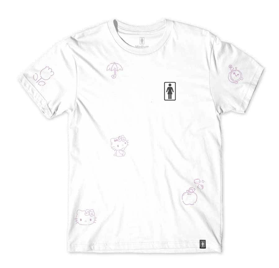 Girl Hello Kitty 50th All Over Tee White - Skatewarehouse.co.uk