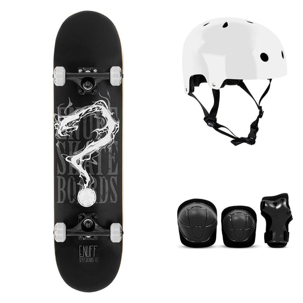 Enuff Pyro II White Complete Skateboard Bundle - SFR Helmet & Pads