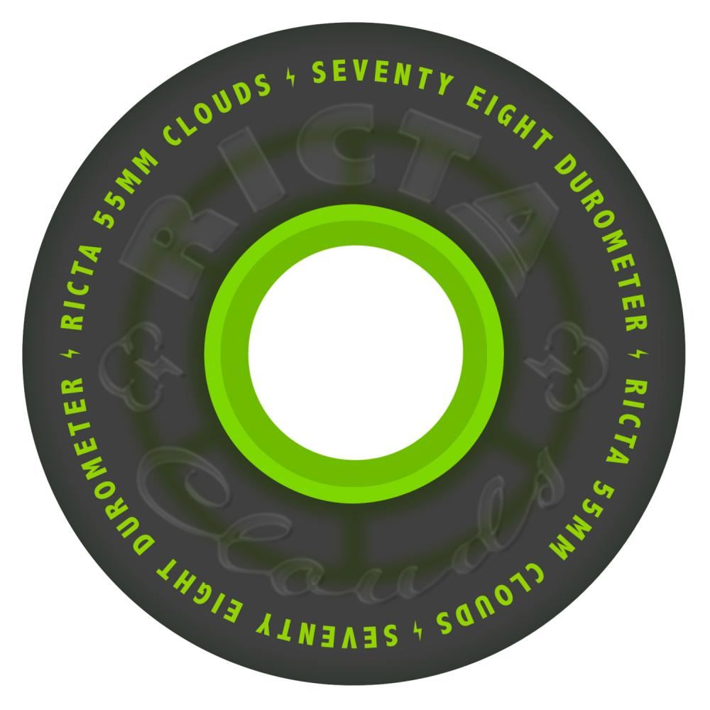 Ricta Skateboard Wheels Clouds Transparent 78a - Black / Green - Skatewarehouse.co.uk