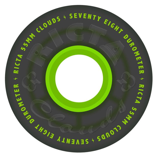 Ricta Skateboard Wheels Clouds Transparent 78a - Black / Green - Skatewarehouse.co.uk